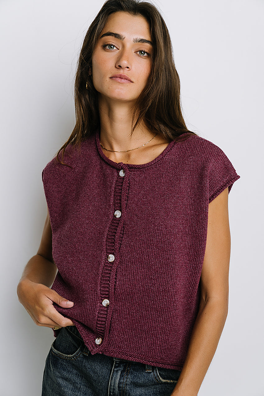Paige Knit Sweater in Burgundy - FINAL SALE